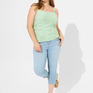 Torrid Stretch Mesh Cropped Shirred Cami - color Hemlock - size 1X - New